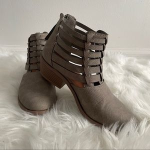 Textured Grey Cutout Ankle Booties
